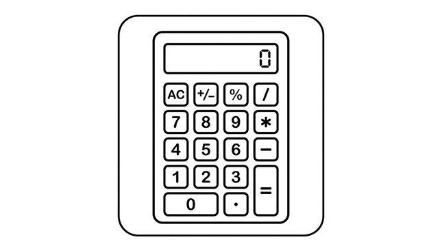 Digital handheld calculator icon with number pad buttons for mathematics and accounting calculator accounting business electronic equation