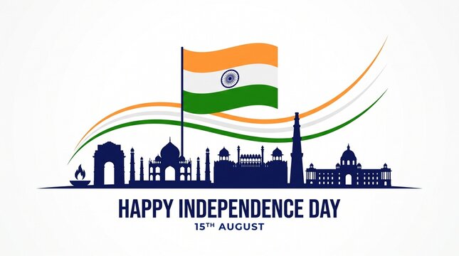 happy independence day India. Ashoka chakra with Indian flag. vector illustration design