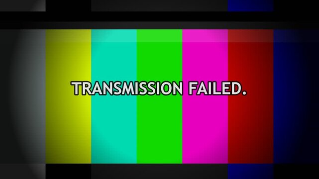 Transmission failed text overlay on colorful television test pattern