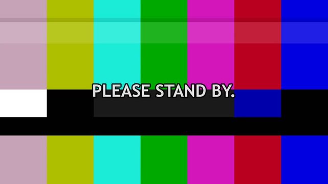 Please stand by television broadcast test pattern with colorful bars