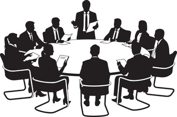 Fototapeta premium Man Presenting to Colleagues at Conference Table 