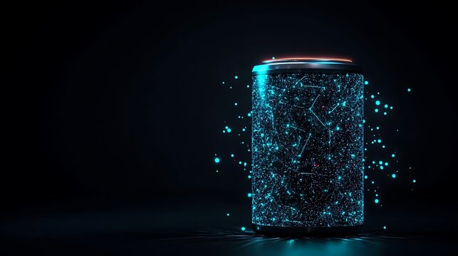 Futuristic can, glowing lines