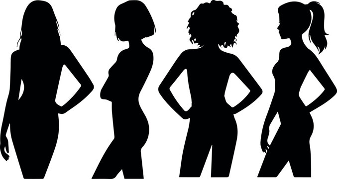 Woman Silhouette Collection Standing Side Profile Poses