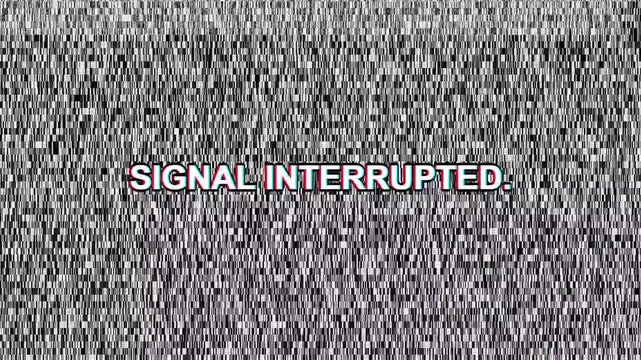 Signal interrupted text with digital static glitch video effect