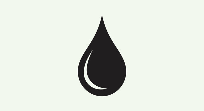 Black teardrop shape on white background with curved bottom plain pointed top curved large black minimalist symbol liquid simple water with icon