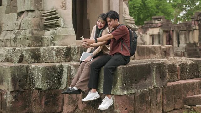 Backpacker Tourists in Historical Temple Park Part 22