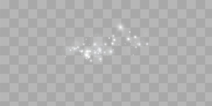 white Glitter Stardust PNG with Transparent Christmas Dust, Bright Magical Glow and Luxury Holiday Light Background for Graphic Design.