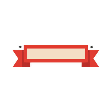 Red ribbon banner with beige center
