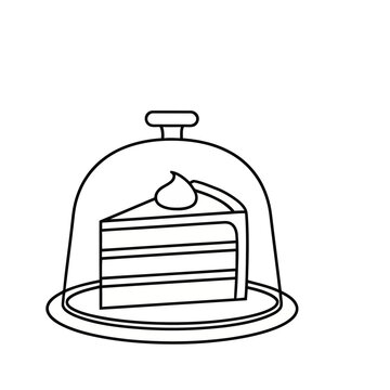 Slice of cake under a glass dome
