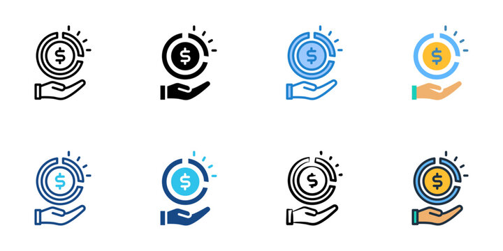 Asset management icons set multiple style collection. Editable stroke 