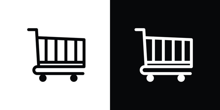 Minimalist shopping cart icon set for online store e-commerce retail and grocery shopping application design