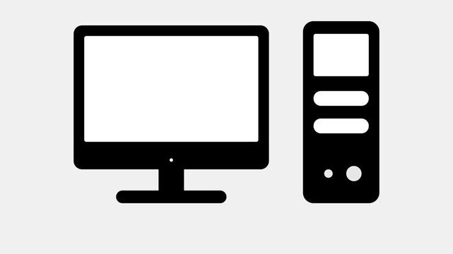 Animated Desktop Computer System Icon with Data Display and Fade