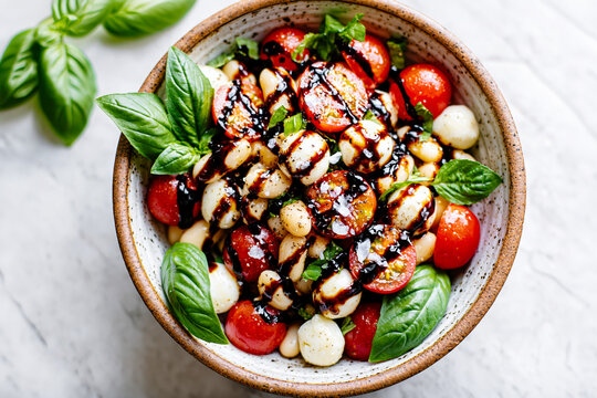 White Bean Caprese Salad with Mozzarella and Basil &ndash; AI Generative