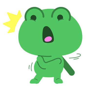 Cute surprised frog cartoon vector illustration with funny animal expression design.