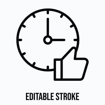 Thumbs up symbol combined with clock vector icon set for timely approval and feedback