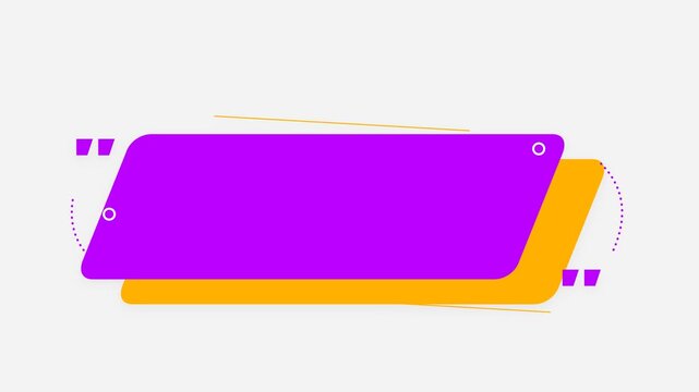 Animated purple and yellow quote box banner on light gray background