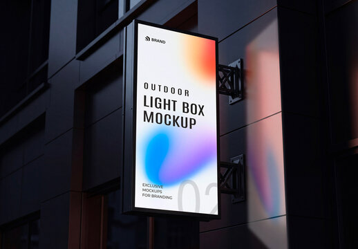 Outdoor Light Box Sign Mockup on Building Facade