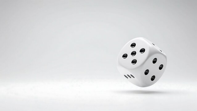 White dice isolated on clean background representing luck probability and gaming