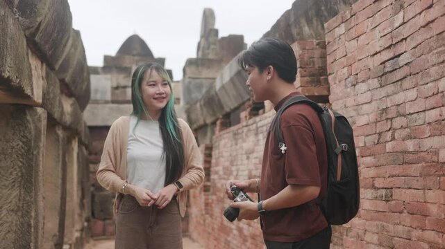 Backpacker Tourists in Historical Temple Park Part 72