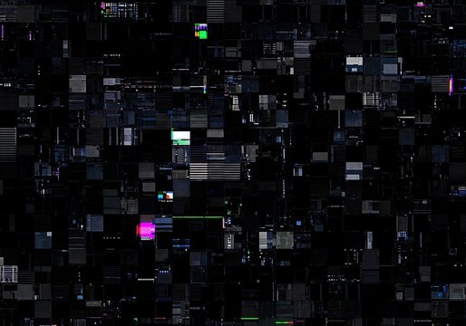 Abstract digital cityscape a dark and glitching urban view with neon accents