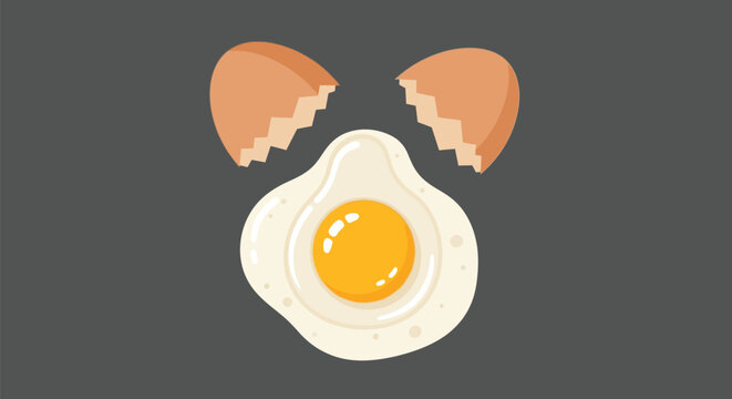 A flat of a cracked egg with a sunny side up yolk