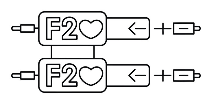 Schematic diagram of electronic components with f2 heart symbols