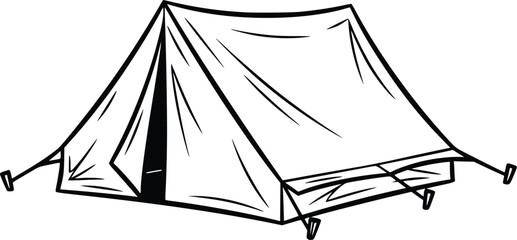 Simple black and white line of a camping tent © Vectory Icons