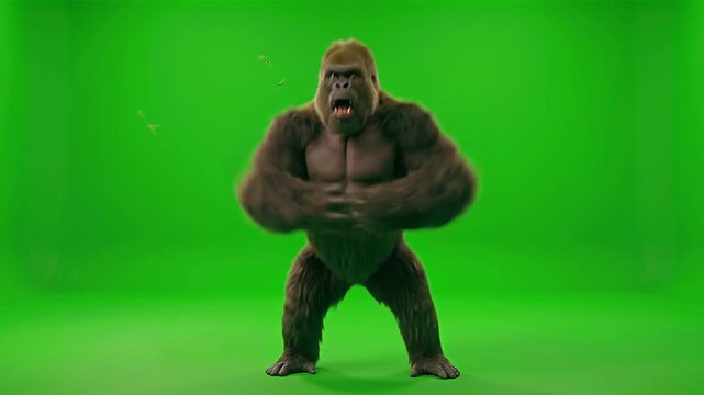 Gorilla Exaggerated Invisible Mosquito Swat Meme Dance, Frantic Bug Attack Pantomime.