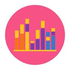 Obraz premium Bar chart with colorful bars on pink background