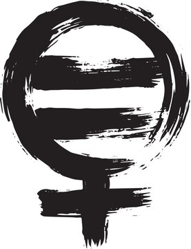Abstract brushstroke icon representing gender equality and femin