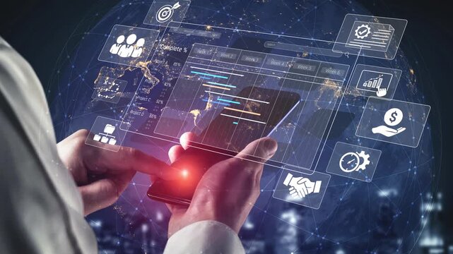 Project management dashboard showing timeline, tasks, milestones, and workflows for planning, tracking, and executing successful business or team projects Marrow