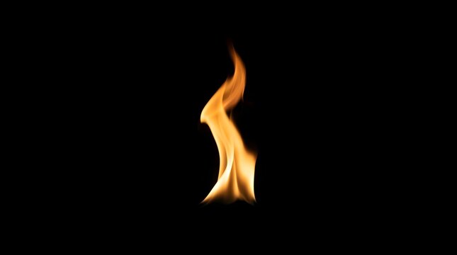 Beautiful Golden Fire Flame on Black Background