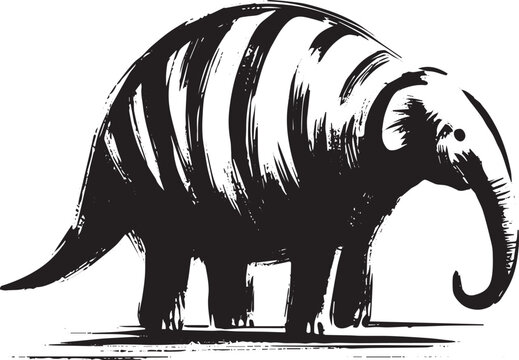 Paraceratherium monochrome artistic brushstroke extinct mammal s