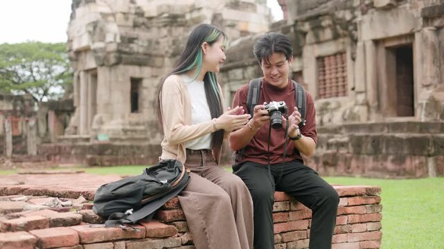 Young Couple Exploring White Temple Architecture Part 88