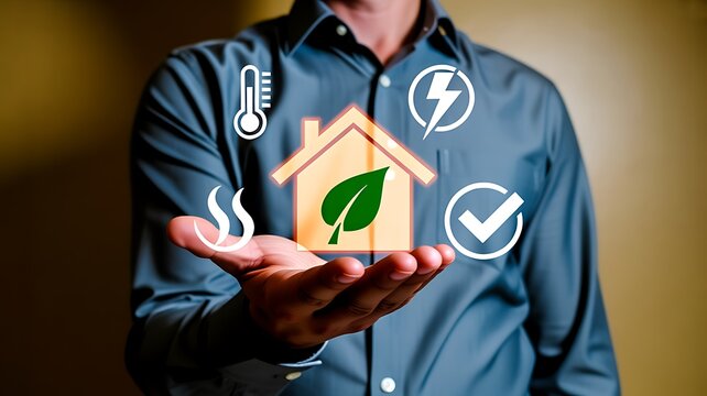 Smart home energy efficiency concept with sustainable technology and environmental management