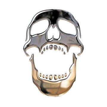 head skull logo 3d chrome