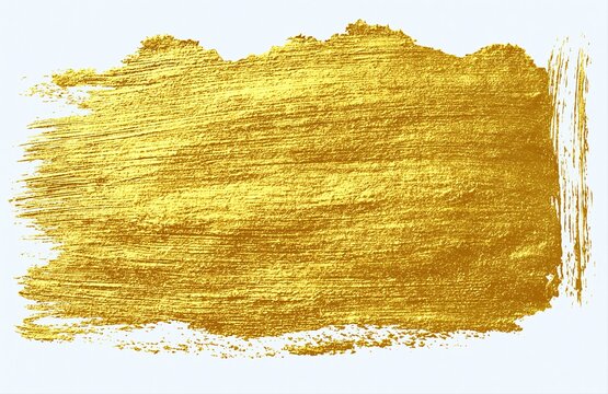 Golden paint brush stroke with metallic texture for artistic and luxury design elements