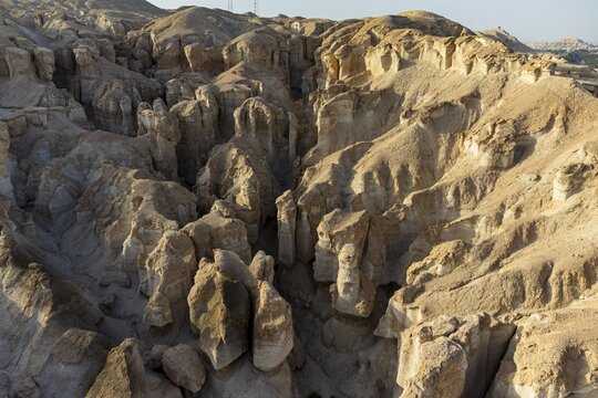Aerial of the Al Qarah mountain, Unesco site Al Ahsa Oasis, Hofuf, Kingdom of Saudi Arabia