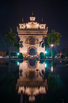 Patuxai (Victory Gate), Historic Monument and Popular Tourist Attraction, Iconic Architectural Landmark in Vientiane, Laos
