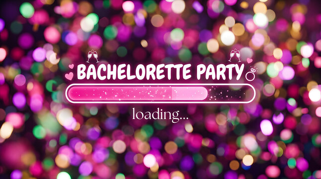 Bachelorette party loading bar graphic design template with colorful blurred background displays digital graphic template with template