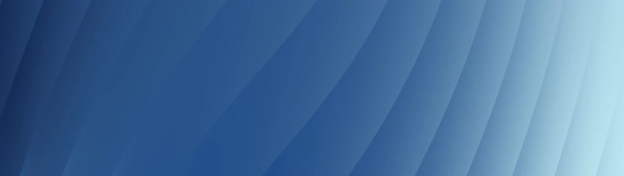 Abstract blue gradient background with layered curved bands and soft light fading from deep navy to pale blue. Modern minimalist composition featuring smooth geometric waves, subtle depth, and ample c