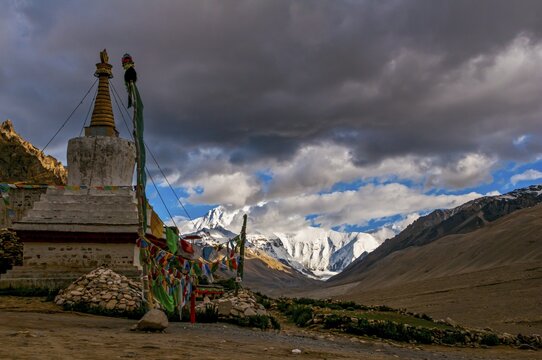 Rongbuk monastery on the foot of Mount Everest, Tibet, Asia