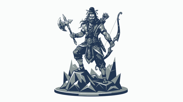 Intricate Fantasy Warrior Statue with Oceanic and Mythical Elements.