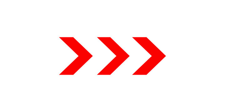 Three red directional arrows pointing forward on white
