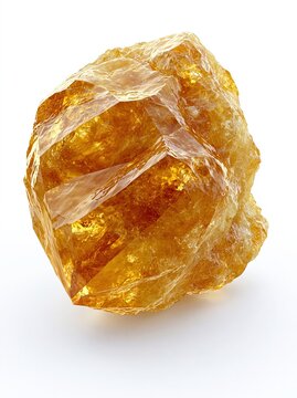 Raw Natural Citrine Crystal Gemstone Isolated on White Background