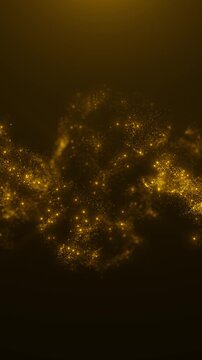 Golden particle energy cloud background glowing dust, abstract wave motion, and dark cinematic space. luxury , magic intros, award titles, festive promos, product reveals, motion overlays.