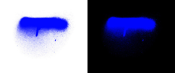 Blue spray paint stroke on white and black background, vibrant graffiti aerosol texture, electric blue paint splatter and mist effect © MuftiMoklesur