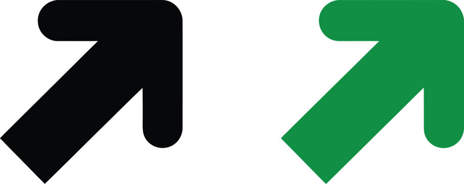 Black and green diagonal arrow icons vector