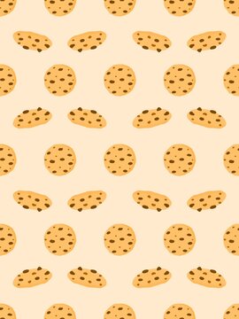 Biscuit seamless pattern. Sweet cookies seamless pattern. Biscuit pattern background. Cookie pattern background. Crackers repeat illustration