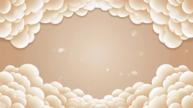Abstract Creamy White Foam Clouds Floating in Pastel Environment, Seamless Fluffy Organic Motion Background